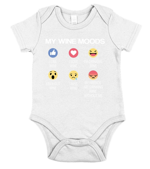 My Wine Moods Emo Funny Emotion Sticker T-Shirt Short Sleeve Baby One-Piece