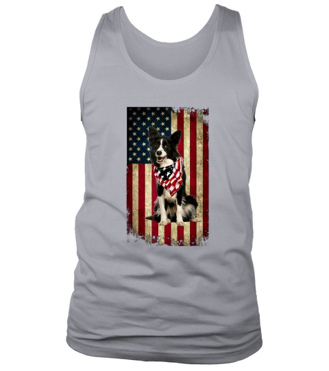 Border Collie America Flag 4th Of July Independence Day Tank Top Unisex