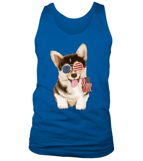 Pembroke Welsh Corgi Dog American Flag Sunglasses shirt Tank Top Unisex