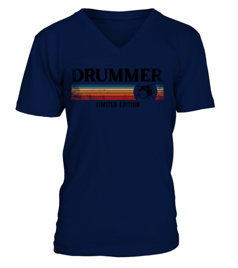 Drummer Drum Set Vintage Retro V-Neck T-shirt