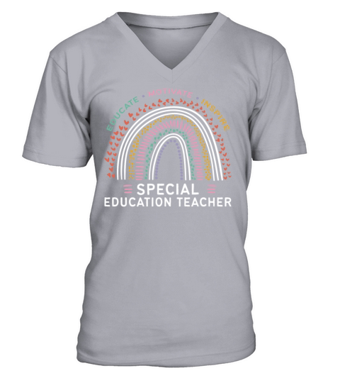 Educate Motivate Inspire Special Education V-Neck T-shirt