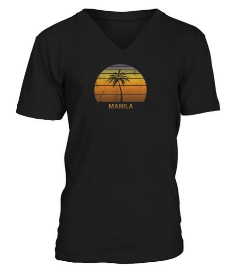 Retro Manila Philippines Vintage Sunset Beach V-Neck T-shirt