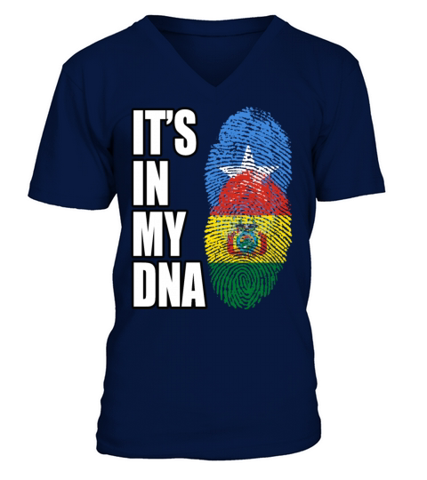 Somali And Bolivian Vintage Heritage DNA Flag V-Neck T-shirt