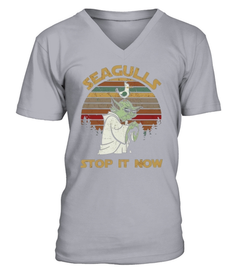Sunset Retro-Stil Möwen stoppen es jetzt V-Neck T-shirt