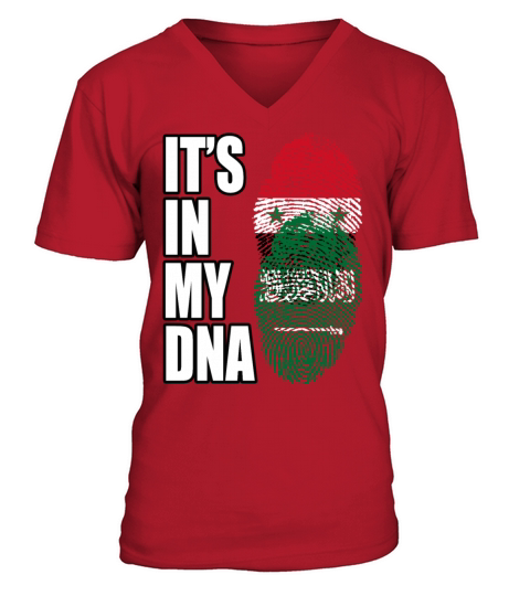 Syrian And Saudi Arabian Vintage Heritage DNA Flag V-Neck T-shirt