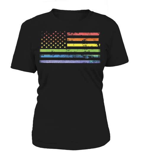 LGBT Community American Flag Rainbow Colors Gay Women's T-Shirt