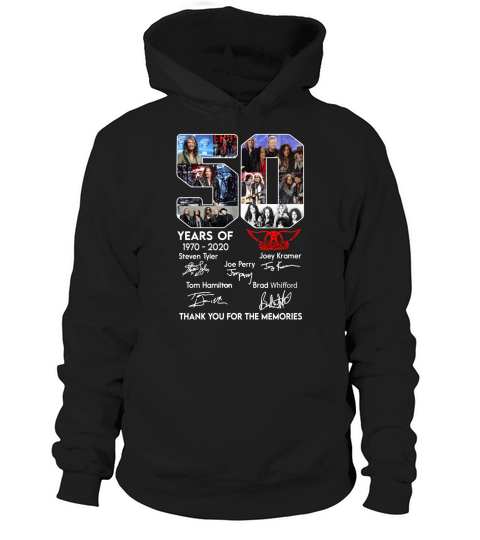 50 years of aerosmith 1970 2020 signatures thank you for the memories Hoodie Unisex