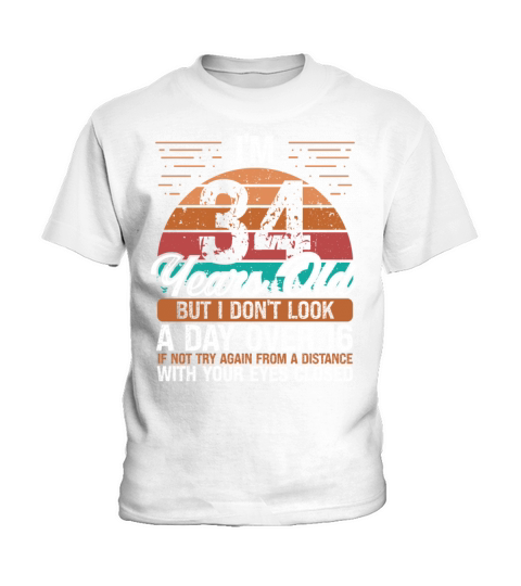 34 Birthday Day over 16 Vintage 34 Years Old Kids T-Shirt