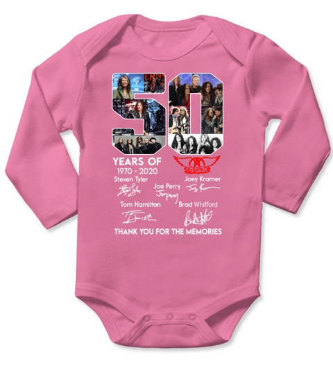 50 years of aerosmith 1970 2020 signatures thank you for the memories Long Sleeve Baby One-Piece