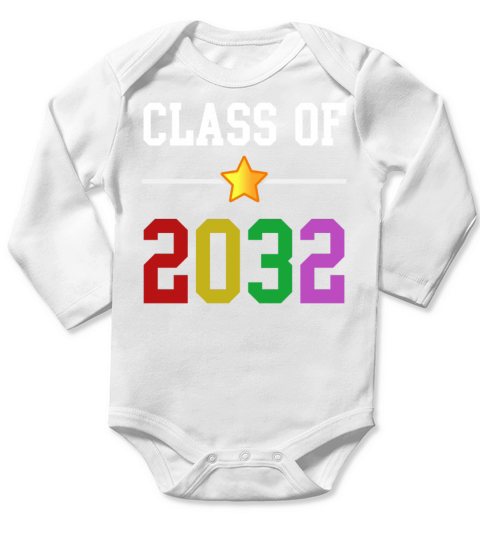 Class of 2032 Grow With Me Kids First Day School Long Sleeve Baby One-Piece
