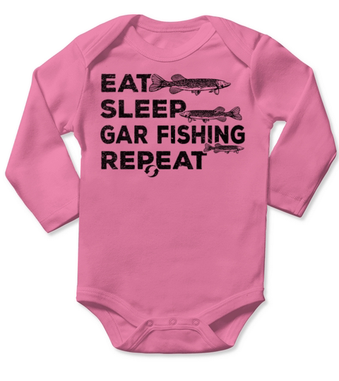Eat Sleep Gar Fishing Repeat I Garfish Fishing Long Sleeve Baby One-Piece