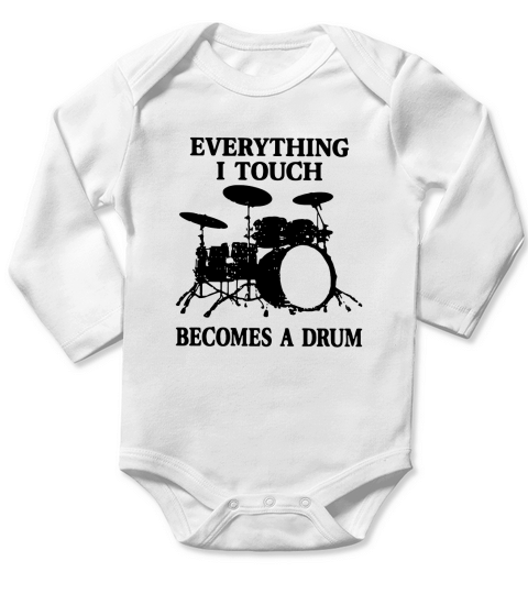Everything I Touch Becomes A Drum, John Bonham T-Shirt Long Sleeve Baby One-Piece