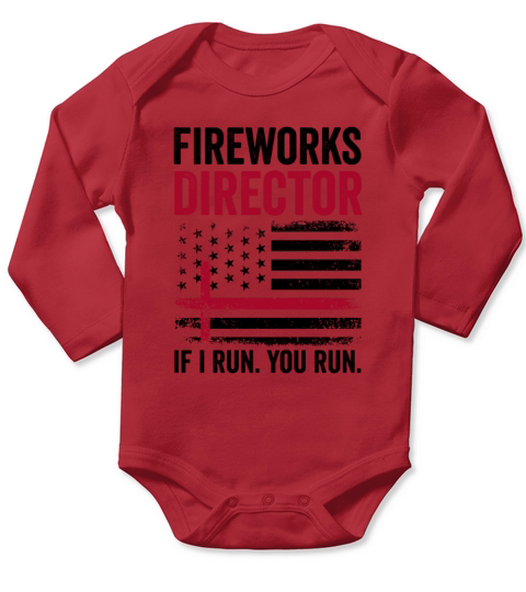 Fireworks Director If I Run You Run Red Retro Vint Long Sleeve Baby One-Piece