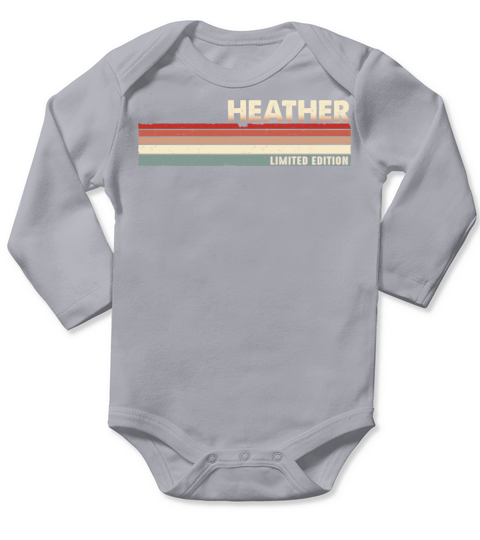 Heather Funny Retro Vintage Name surname 80s 90s Long Sleeve Baby One-Piece