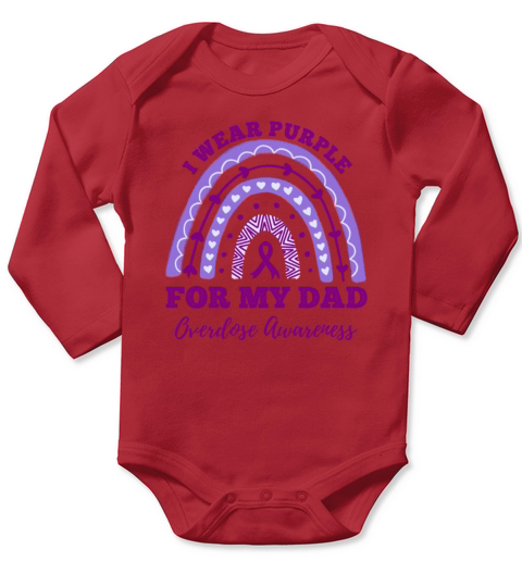 I Wear Purple For My Dad Overdose Awareness Long Sleeve Baby One-Piece