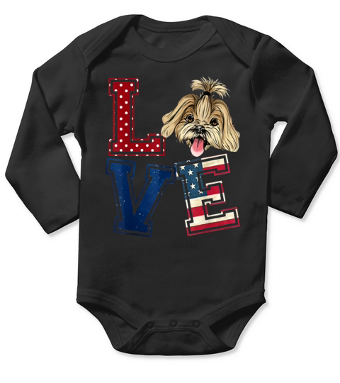 Love Havanese American Flag Patriotic 4th Of July shirt Long Sleeve Baby One-Piece
