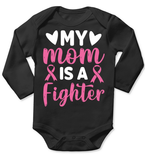 Mom Fighter Breast Cancer T Shirt Long Sleeve Baby One-Piece