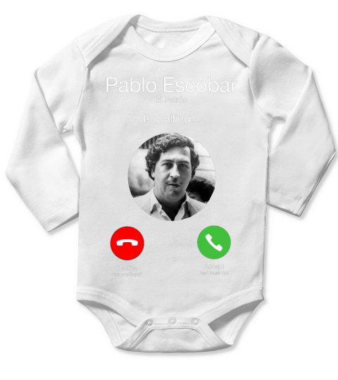 Pablo Escobar Long Sleeve Baby One-Piece
