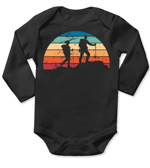 Retro Backpacking Sunset Vintage hiking Sunrise Long Sleeve Baby One-Piece