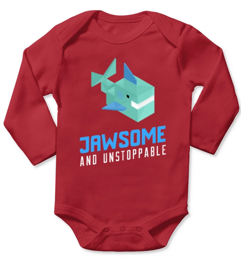 Shark Sayings Boys Jawsome And Unstoppable Long Sleeve Baby One-Piece