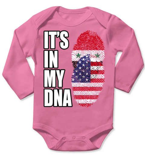 Syrian And American Vintage Heritage DNA Flag Long Sleeve Baby One-Piece