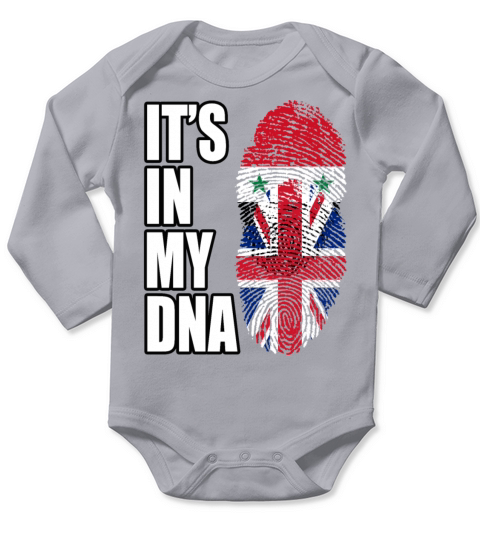 Syrian And British Vintage Heritage DNA Flag Long Sleeve Baby One-Piece