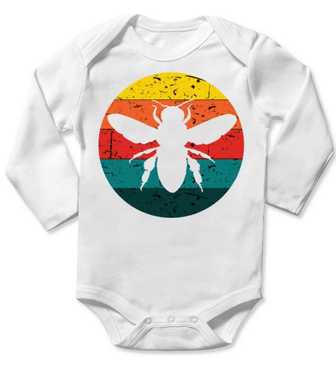 Vintage Design Bumble Bee Retro Colors Bug Apparel Long Sleeve Baby One-Piece