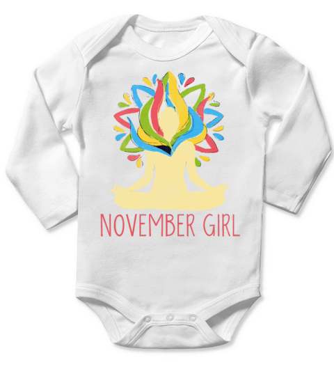 Yoga Mandala Meditation Birth Born Month November Long Sleeve Baby One-Piece