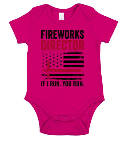 Fireworks Director If I Run You Run Red Retro Vint Short Sleeve Baby One-Piece