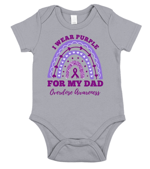 I Wear Purple For My Dad Overdose Awareness Short Sleeve Baby One-Piece