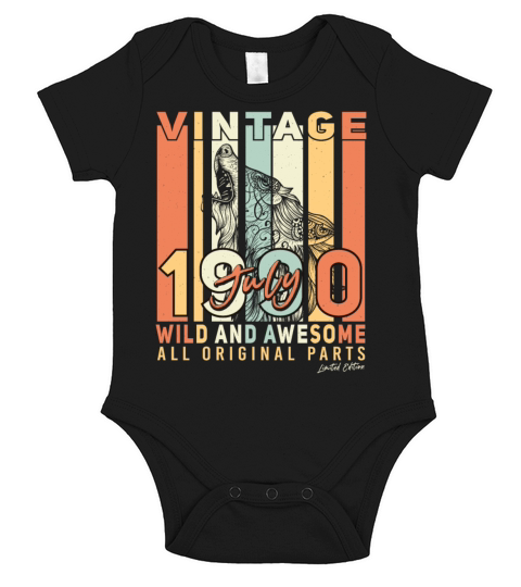 July 1990 Gift Idea Short Sleeve Baby One-Piece