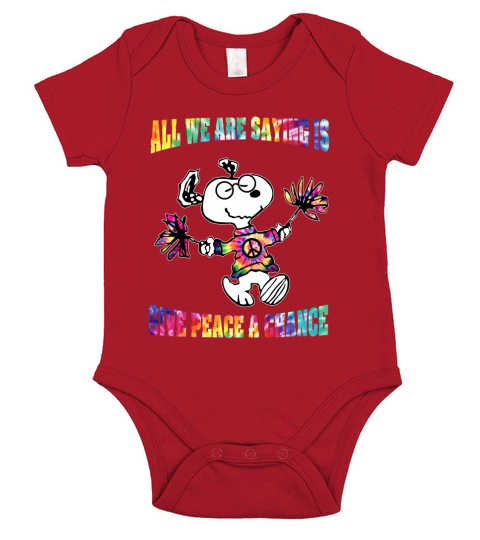 Snoopy all we are saying is give peace a chance Short Sleeve Baby One-Piece