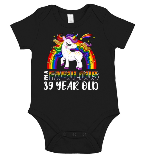 Unicorn Age 39 Years Gay Pride LGBT Pride Month Short Sleeve Baby One-Piece