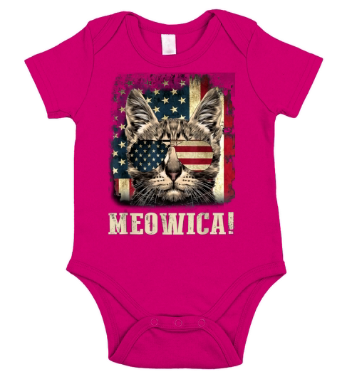 Vintage Meowica Merica 4th of July shirt Short Sleeve Baby One-Piece