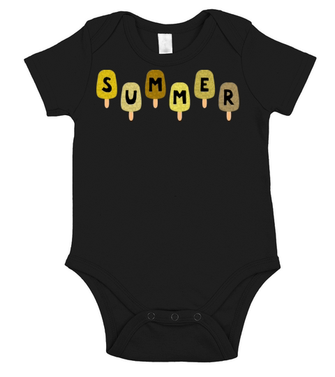 Yellow ICE CREAM STICKS with SUMMER Word Short Sleeve Baby One-Piece
