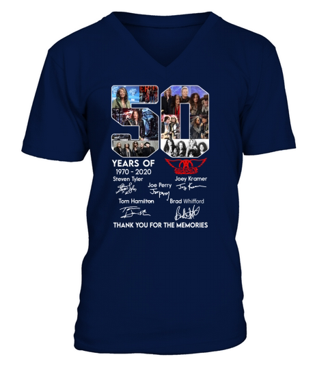 50 years of aerosmith 1970 2020 signatures thank you for the memories V-Neck T-shirt