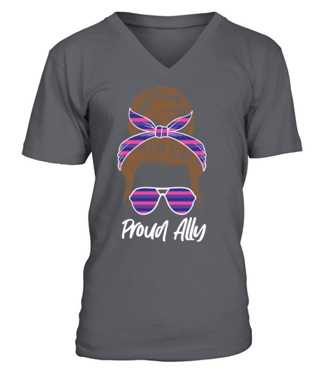 Bisexual Bi Pride Flag Bun V-Neck T-shirt