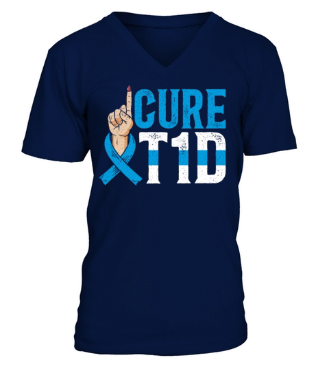 Cure T1D Diabetes Awareness Month Insulin Pancreas V-Neck T-shirt