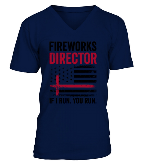 Fireworks Director If I Run You Run Red Retro Vint V-Neck T-shirt