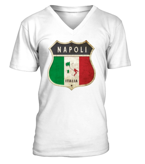 Naples Italy coat of arms flags design V-Neck T-shirt