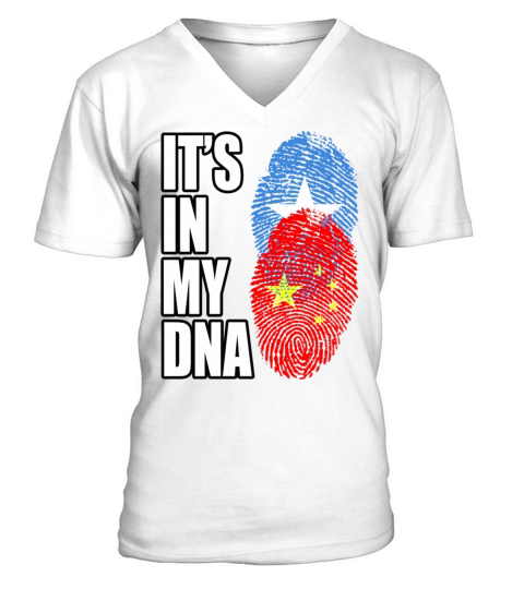Somali And Chinese Vintage Heritage DNA Flag V-Neck T-shirt