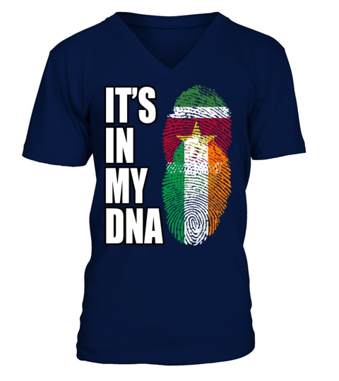 Surinamese And Irish Vintage Heritage DNA Flag V-Neck T-shirt