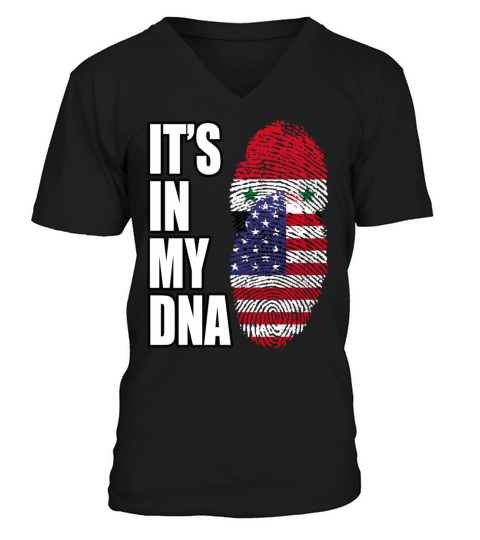 Syrian And American Vintage Heritage DNA Flag V-Neck T-shirt