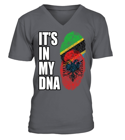 Tanzanian And Albanian Vintage Heritage DNA Flag V-Neck T-shirt