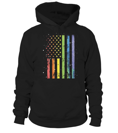 LGBT Community American Flag Rainbow Colors Gay Hoodie Unisex