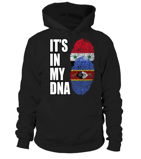 Syrian And Swazi Vintage Heritage DNA Flag Hoodie Unisex
