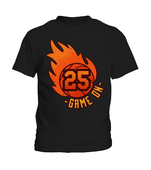 Athlete Ball Fire Game Sport Number 25 Basketball Kids T-Shirt