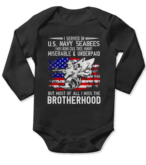 I Served In Us Navy Seabees T-Shirt-Cool Veteran Shirt Long Sleeve Baby One-Piece