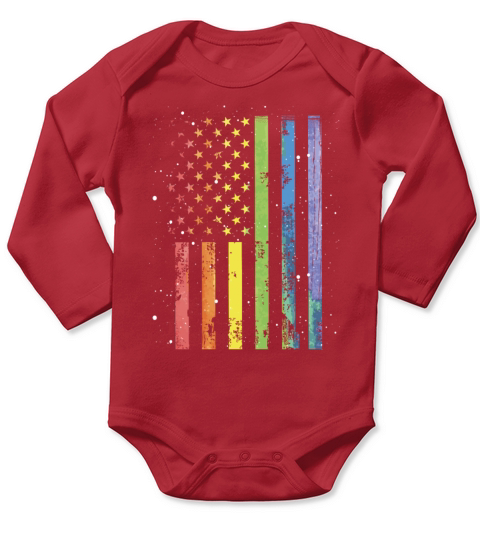LGBT Community American Flag Rainbow Colors Gay Long Sleeve Baby One-Piece