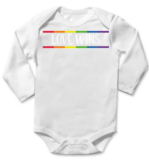 Love Wins Rainbow Flag Gay Equality LGBTQ Ally Long Sleeve Baby One-Piece